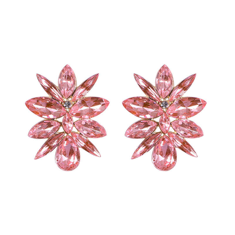 Philipa - Champagne Pink Glass Crystal Stud Earrings