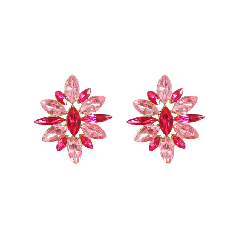 Cressida- Hot Pink Rhinestones Crystal Stud Earrings