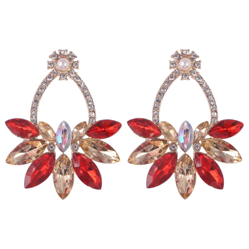 Ruby - Classic Red Rhinestones Drop Crystal Earrings
