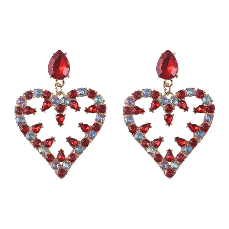 Love- Heart Shaped Crystal Drop Earrings