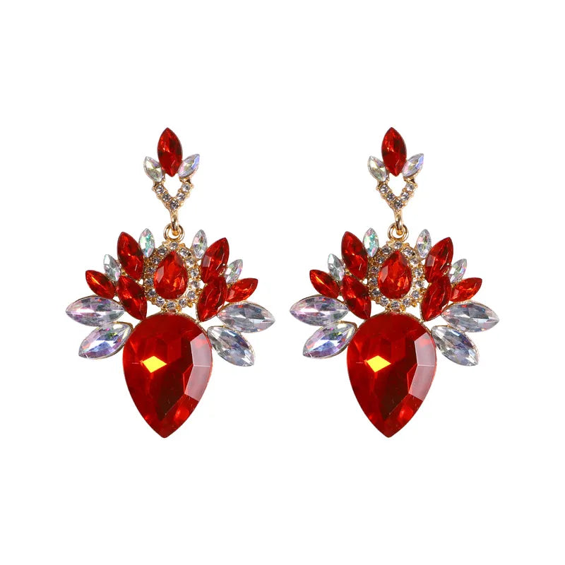 Emersen - Rhinestones Red Crystal Chandelier Earrings