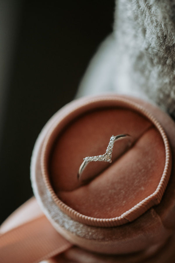 My Valentine Chevron Sterling Silver Ring Rhodium Plating