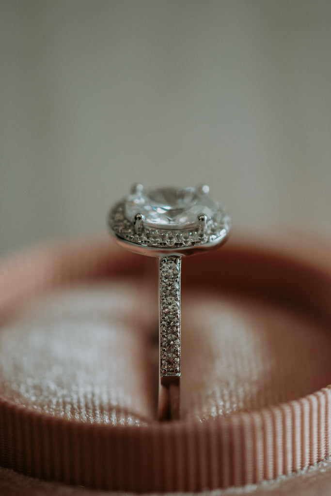 Libra Mini Oval Cut Sterling Silver Ring Rhodium Plated