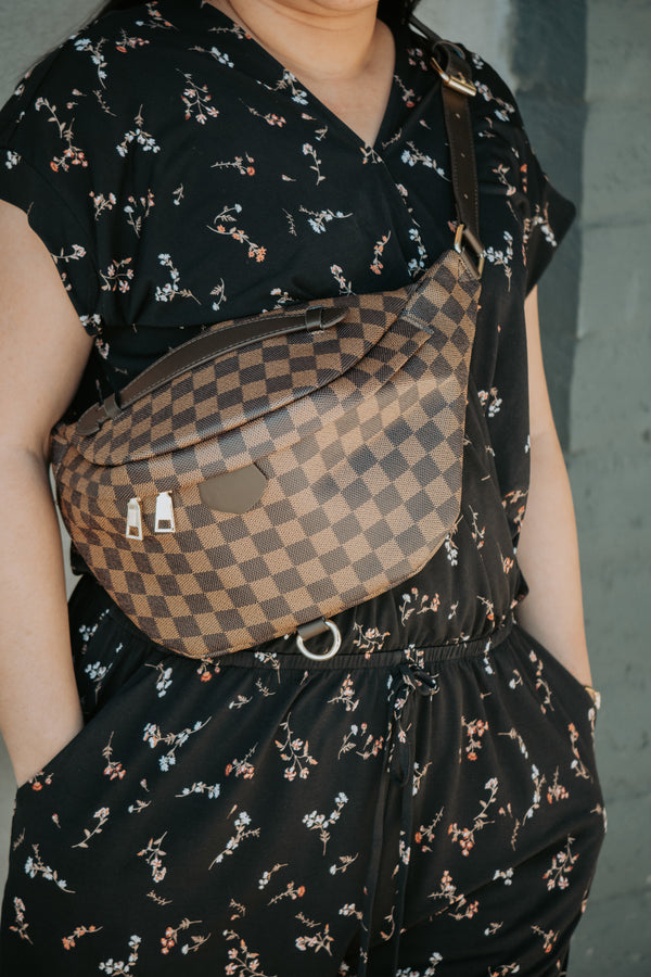 Deluxe Brown Checkered Bum Bag