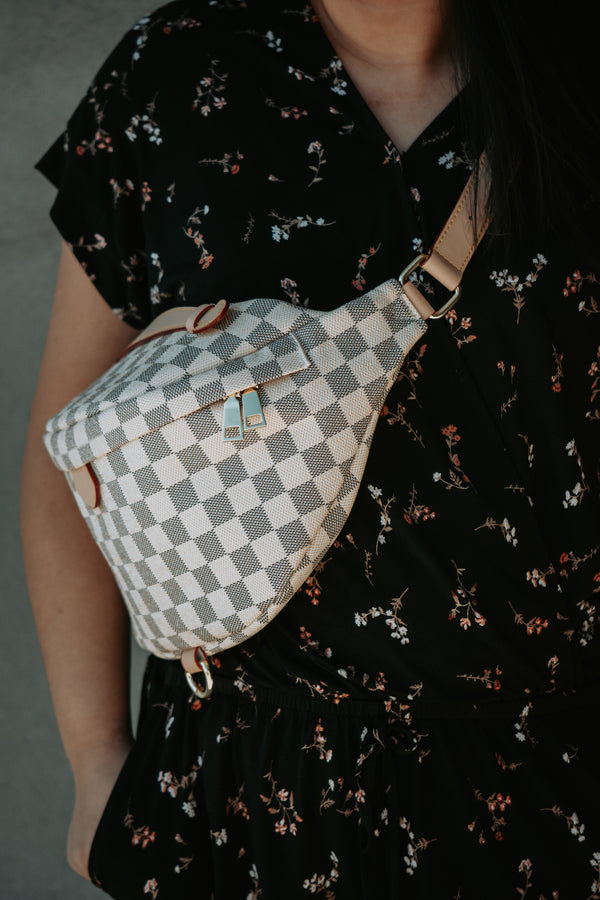 Deluxe Cream Checkered Bum Bag