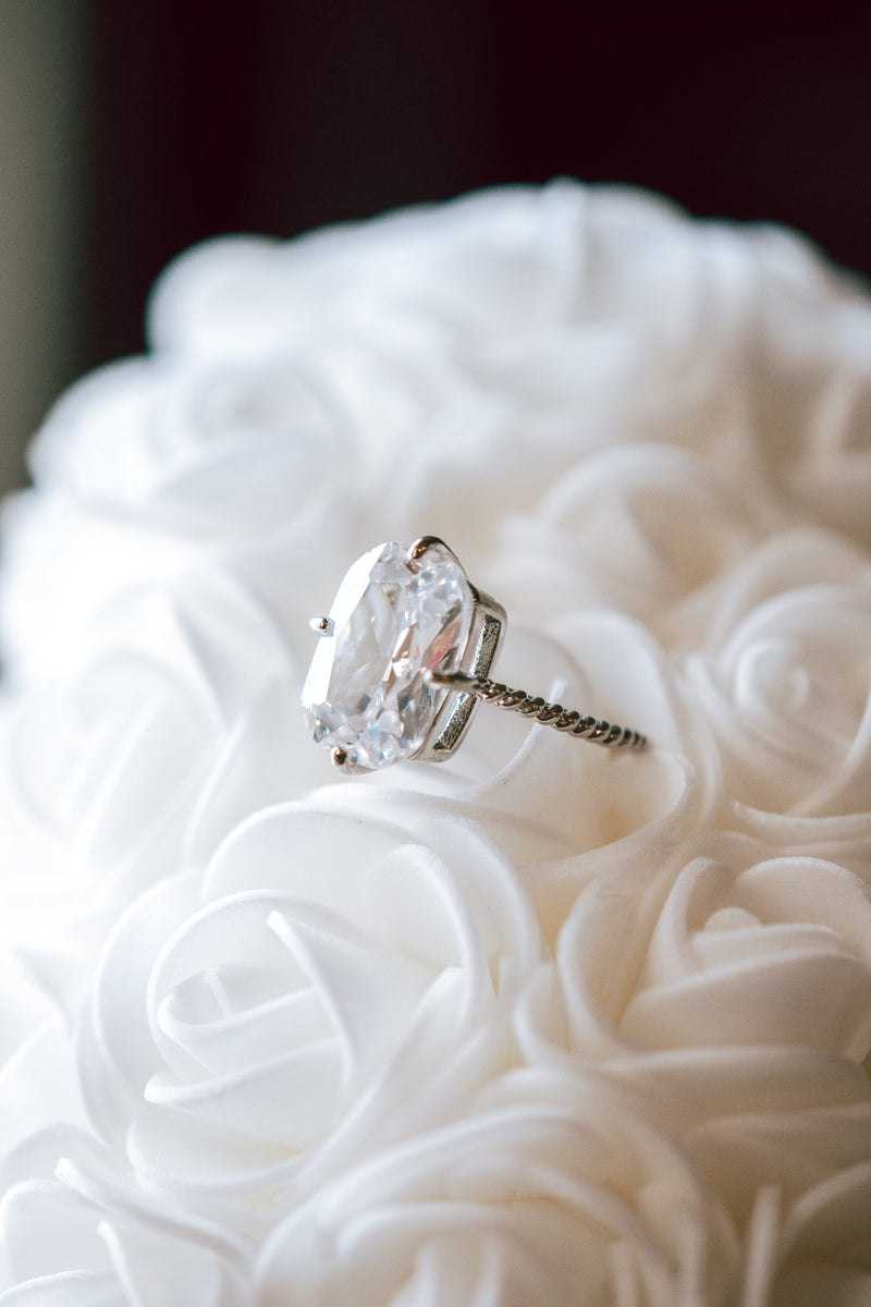 Stella Radiant Cut 4-Prong Silver Ring