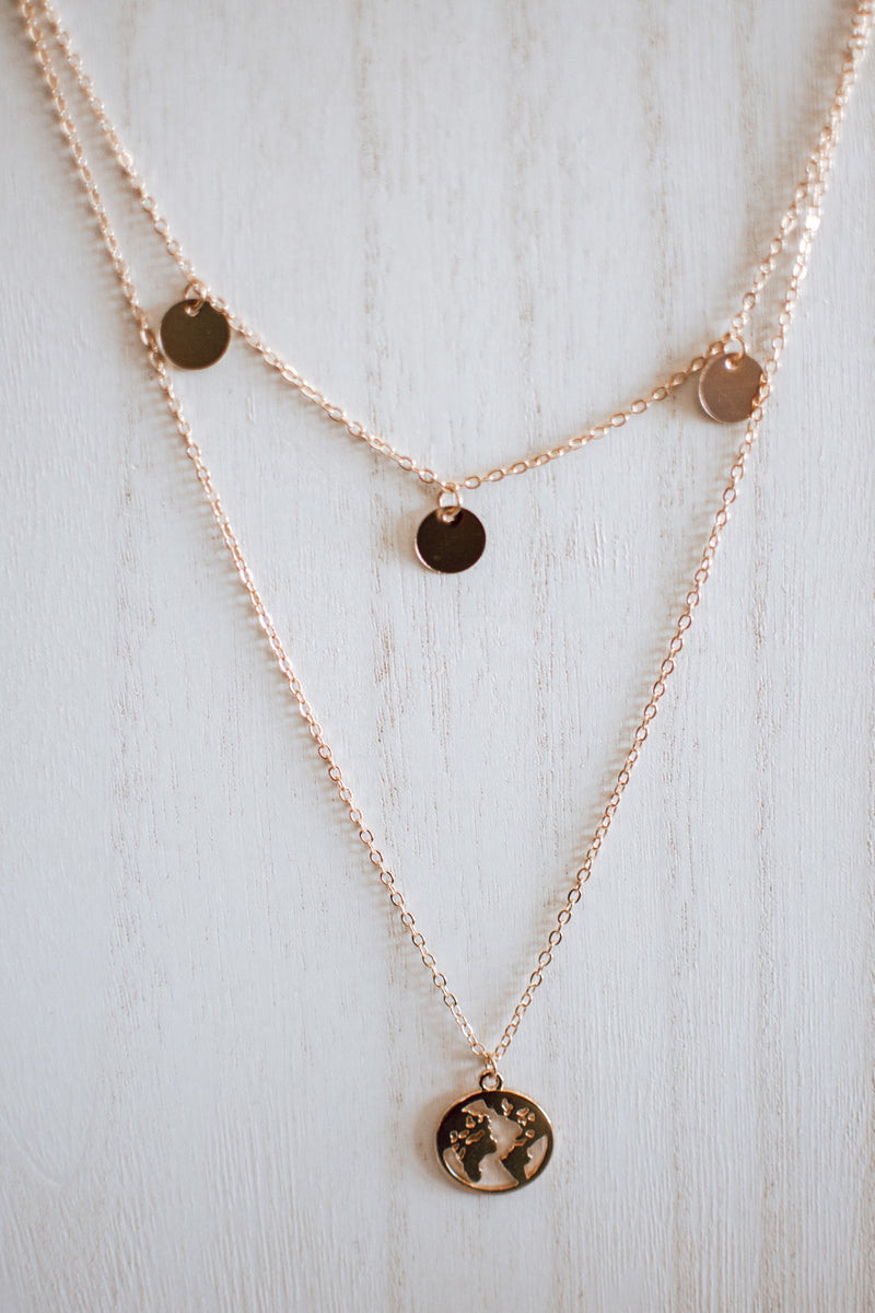 D10 Triple Sphere Layered Necklace in Gold