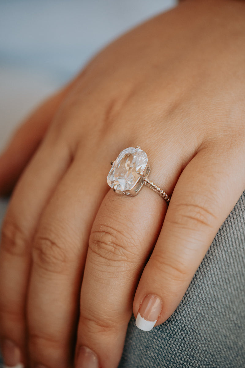 Stella Radiant Cut 4-Prong Silver Ring