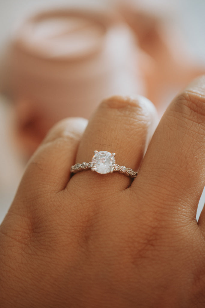 Aurelia Princess Cut Sterling Silver Ring Rhodium Plating