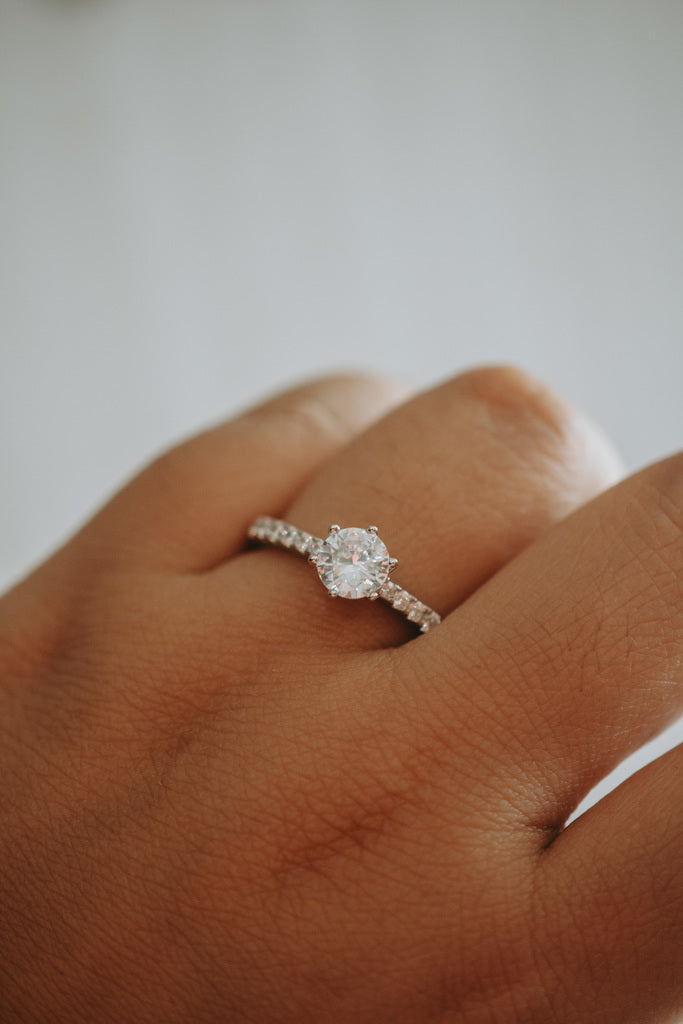 Raine Princess Cut Sterling Silver Ring Rhodium Plating
