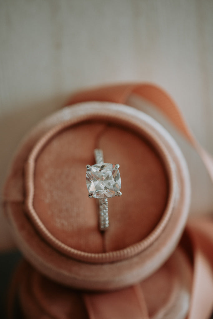 Gaia Cushion Cut Sterling Silver Ring Rhodium Plating