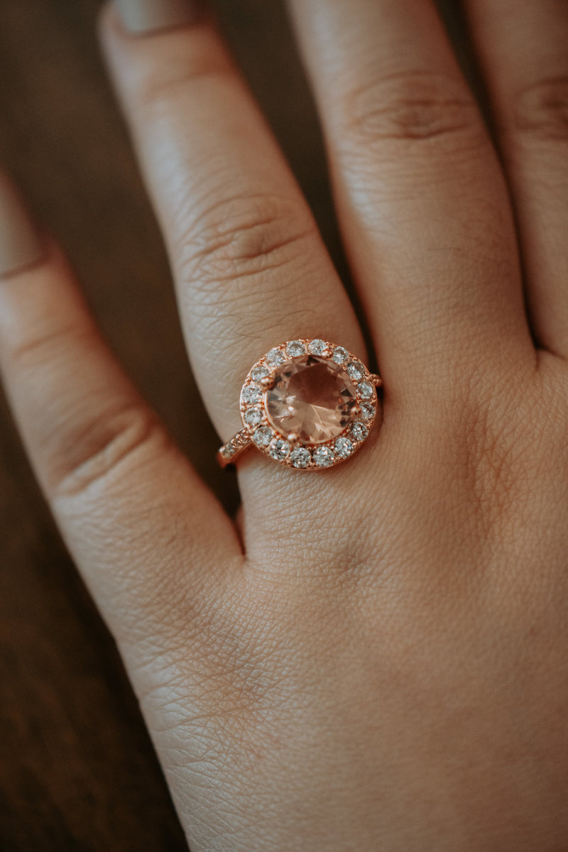 Rosalind Round Champagne Stone Rose Gold Ring