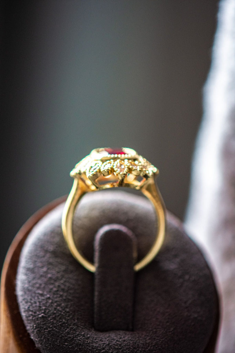 Victoria Ruby Radiant Cut Gold Ring